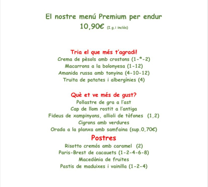 Bon día, proposta d’aquesta semana. Tenim també molts plats, quiche, canelons, plats i postres que canvien diàriament. Us esperem!!