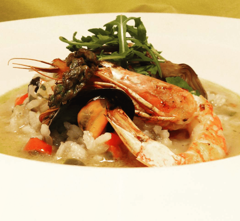Arròs caldòs de maric i gambes del nostre menu executiu.