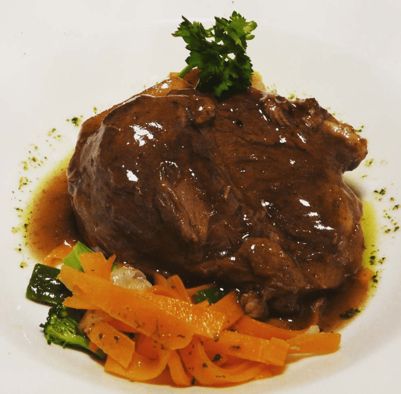 Galta de porc de Palou estofat amb especies dolces