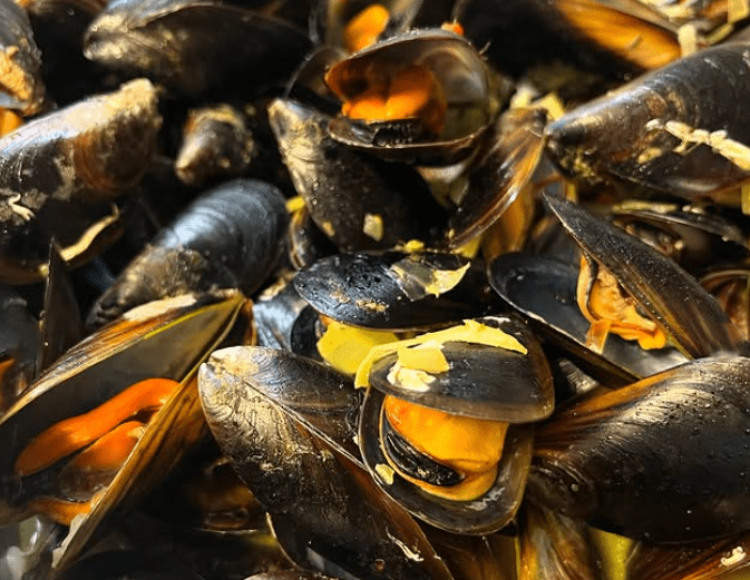 Els nostres musclos de roqueta acabats de fer al vapor amb curri,citronella i llet de coco.