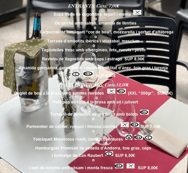 El mejor restaurante de cocina tradicional andorrana y francesa del centro de Andorra la Vella donde comer a buen precio máxima calidad