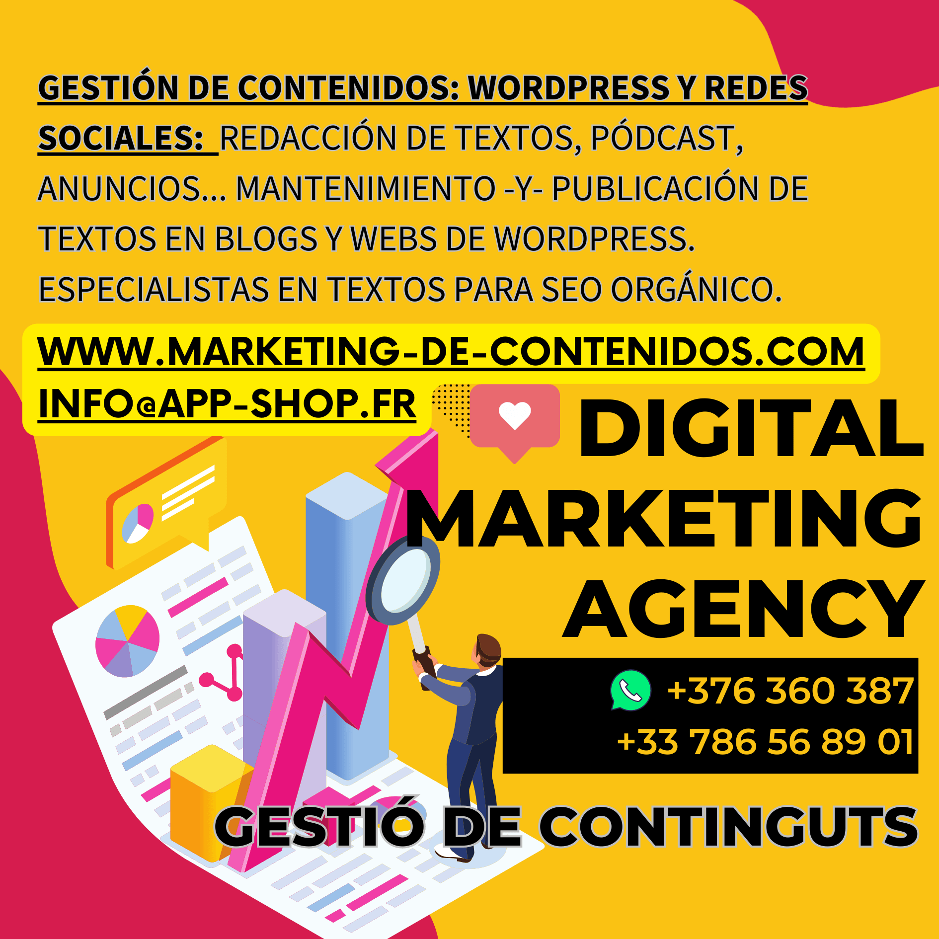 Bienvenido a POSICIONAMIENTO SEO I WORDPRESS SENTMENAT - Tu Socio Estratégico para el Éxito en Línea nacional e internacional 🚀. T.+33786568901 - +33786568901. Info@app-shop.fr En POSICIONAMIENTO SEO I WORDPRESS SENTMENAT, nos enorgullece ser la agencia de referencia en el apasionante mundo del posicionamiento SEO, SEO Local y la gestión de redes sociales. Ubicados en el corazón de Cataluña, tenemos el compromiso de llevar tu negocio al siguiente nivel en el competitivo paisaje digital. 🌐 Expertos en SEO y SEO local: En el centro de nuestra misión se encuentra la optimización de tu presencia en línea. Nuestro equipo de expertos en SEO y SEO local se dedica a perfeccionar tu sitio web, asegurándose de que se destaque en los motores de búsqueda y en especial en Google. Tras decenas de casos exitosos, podemos decir que hemos incrementado facturaciones hasta un 100 %.